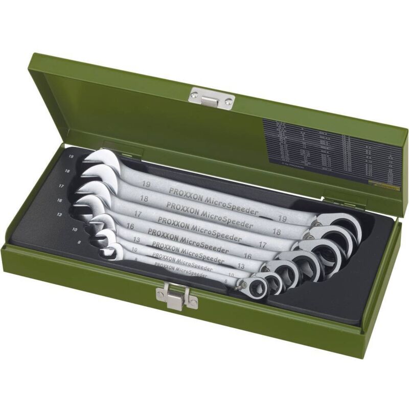 Industrial 23124 MicroSpeeder Jeu de clés mixtes 7 pièces Ouverture de clé (métrique) 8 - 19 mm - Proxxon