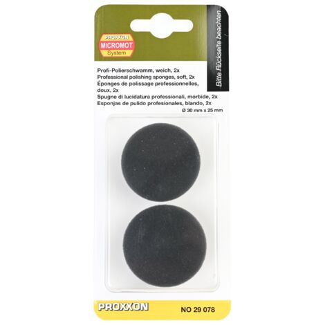 PROXXON Profi Polierschwamm weich 2 Stück, Klett Ø30mm schwarz 29078