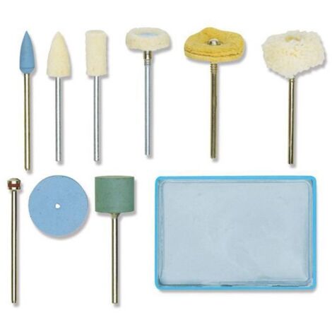 Proxxon – Set de polissage complet 10 pièces – 3 polissoirs en feutre pour verre et métal – Pâte à polir incluse – Accessoire pour outil de précision