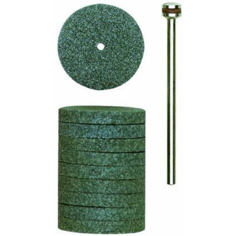 PROXXON Silizium-Karbid-Schleifscheiben, 22 mm, 10 Stück mit Träger