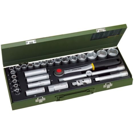 Proxxon Steckschlüsselsatz für die kraftvolle Mechanik. 1/2"-Ratsche, 29-tlg.