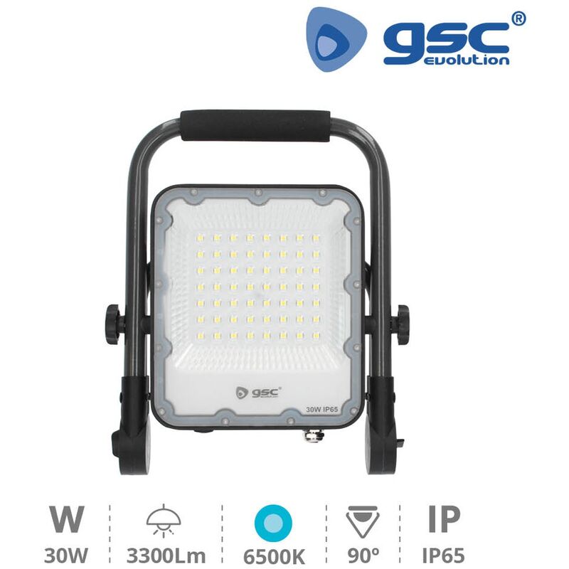 

Proyector aluminio con soporte móvil 30W 6500K IP65 Gris