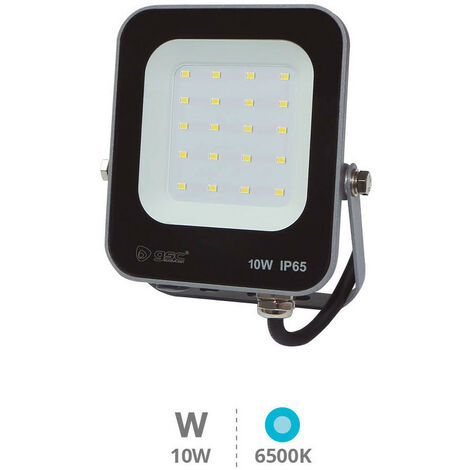 Proyector aluminio vertical LED 10W 6500K IP65 Negro