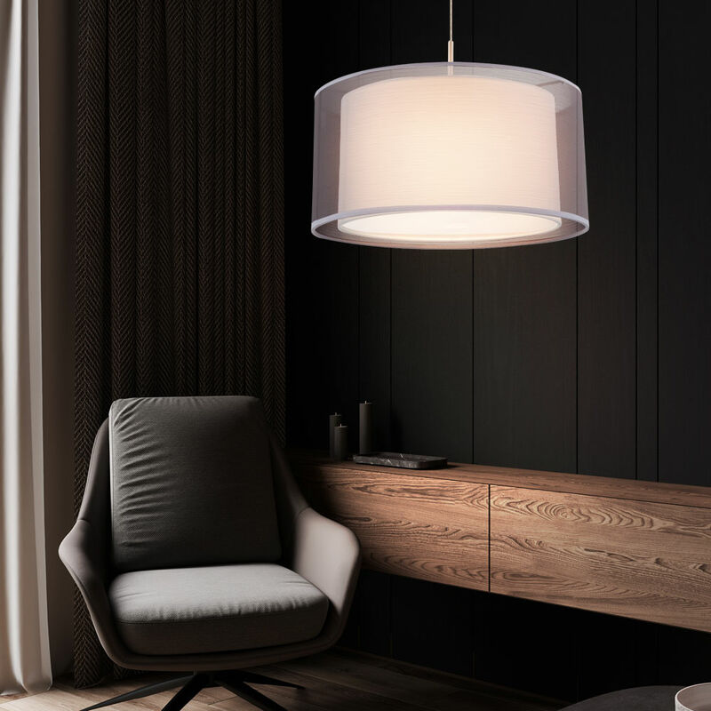 

Proyector colgante de diseño, luz de techo, iluminación de salón gris, lámpara de péndulo textil