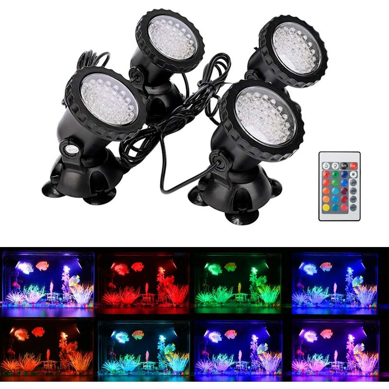 

Foco de acuario RGB, luz de pez sumergible bajo el agua, luz de lámpara de ángulo ajustable IP68 impermeable LED con control remoto para fuente de