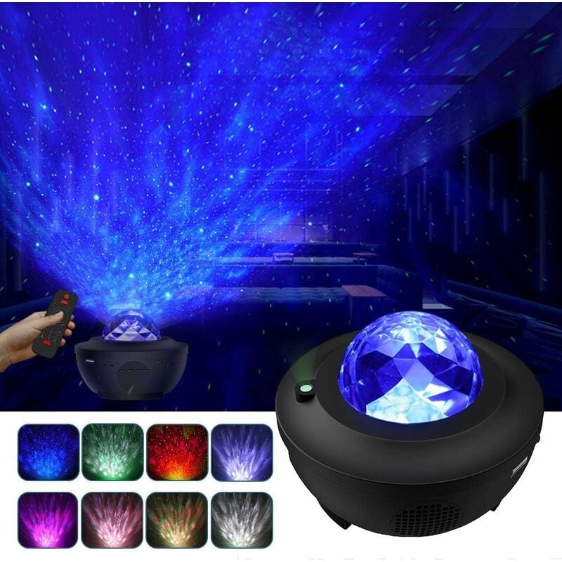 

Abcrital - Proyector de cielo estrellado, lámpara de proyector LED estrellada / ondas de agua / altavoz Bluetooth perfecto para fiestas