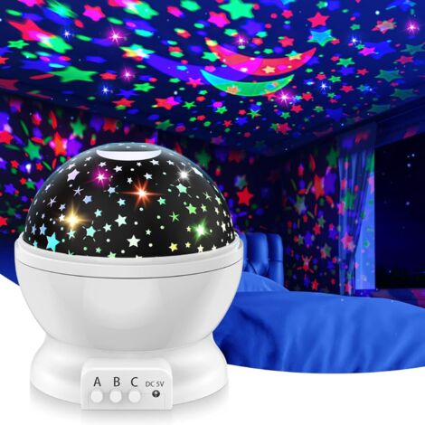 Proyector de estrellas infantil con luz nocturna para niños de 2 a 12 años, 1 unidad (cielo estrellado blanco giratorio).