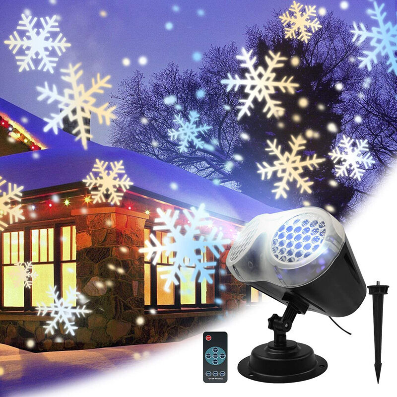 

Proyector de Navidad LED, lámpara de proyección de nevadas para exteriores e interiores con control remoto, lámpara de proyección impermeable, luz de