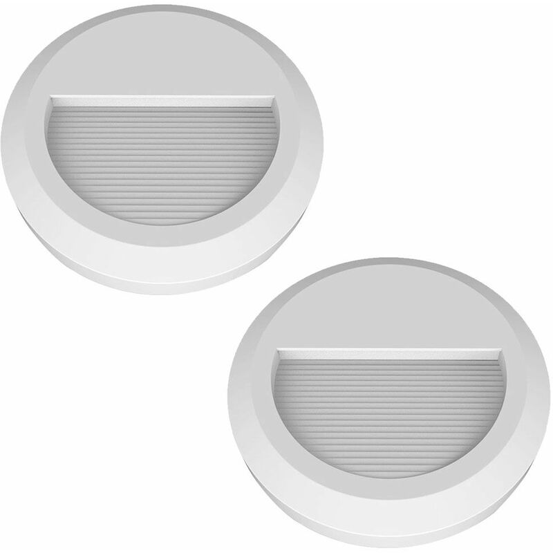 

Juego de 2 focos de pared LED iluminación exterior de fachada luces de pasos de puerta de casa lámparas de jardín blanco redondo