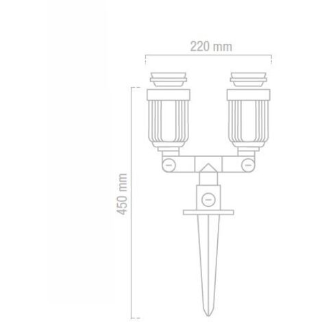 Proyector estaca jardín 2xE27 matel IP44