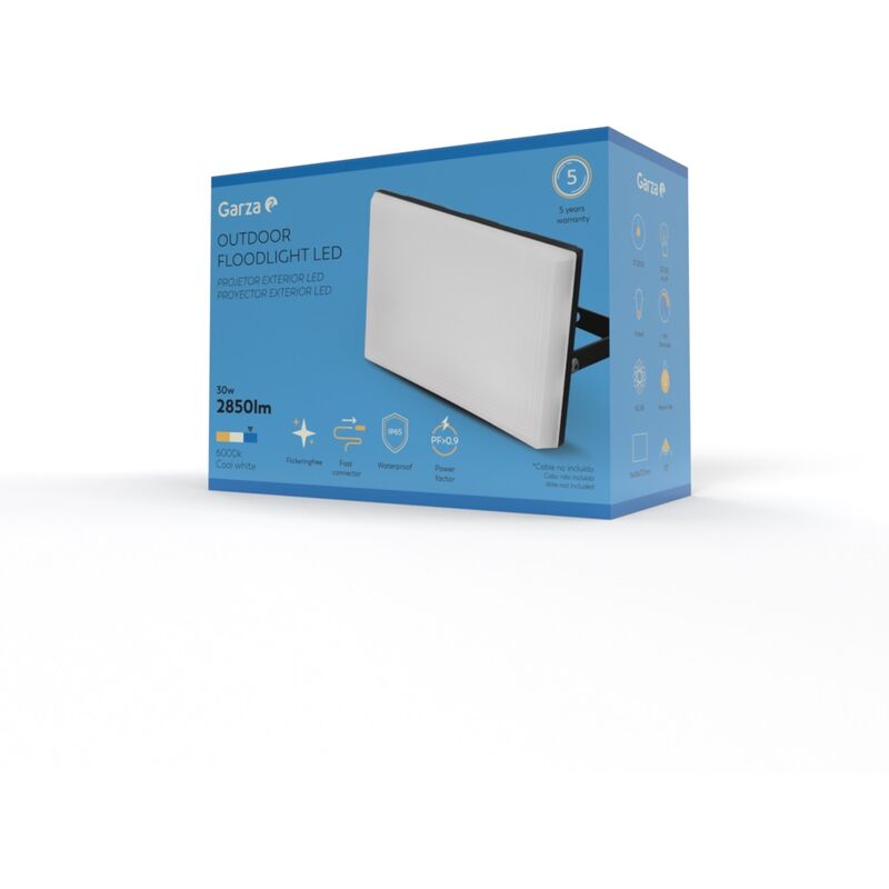 

Proyector LED de Exterior 30W, Luz Fría 6000K, Ideal Para Patios, Jardínes, Piscinas - Garza