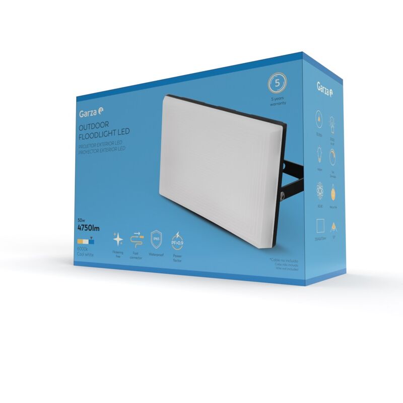 

Proyector LED de Exterior 50W, Luz Fría 6000K, Ideal Para Patios, Jardínes, Piscinas - Garza