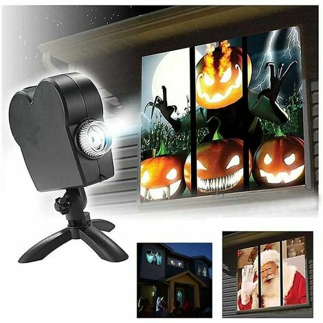 Proyector holográfico de Navidad y Halloween, proyector de ventana, lámpara de proyección holográfica LED, 12 festivales de cine, utilizado para Navidad y Halloween