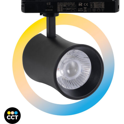 Proyector LED Arquitectónico Para Carril Monofásico CCT - 40W - - Negro