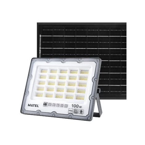Proyector LED con panel solar programable con mando a distancia (100W 3CCT 700lm) IP65 22x17cm color gris