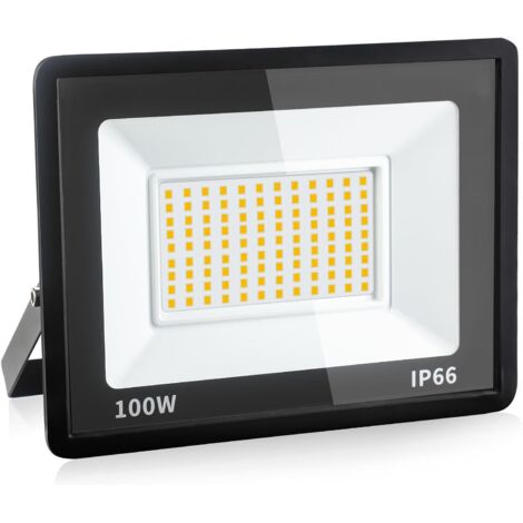 Proyector LED de 100 W, 10.800 lúmenes, iluminación exterior, resistente al agua IP66, luz blanca cálida de 3000 K, iluminación de seguridad para almacenes, garajes y patios traseros, paquete de 1 [Cl