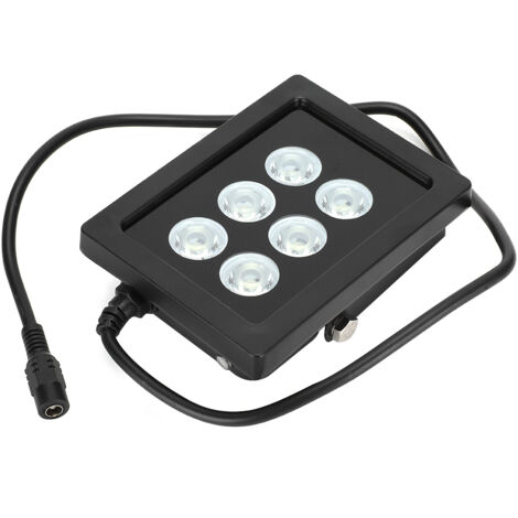 Proyector LED de 12 V, 6 unidades, IP66, para cámara de vigilancia, aluminio negro con soporte.