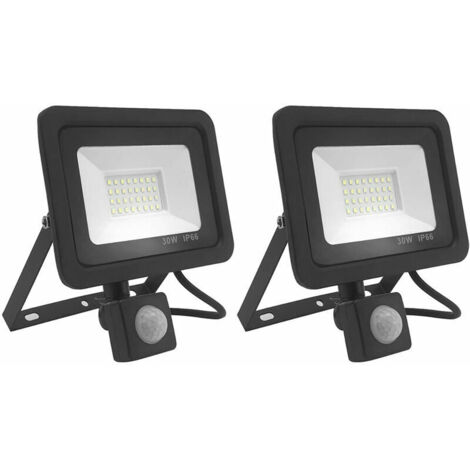 Proyector LED de 30 W con sensor de movimiento, foco LED exterior superbrillante de 6000 K y 1200 lúmenes, luz de seguridad impermeable IP66, luz blanca fría para alumbrado público y garajes.