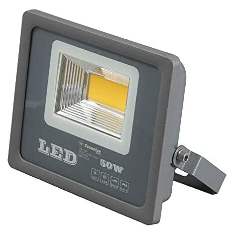Proyector LED de 50W para exteriores, 2000K luz amarilla, IP66, color gris