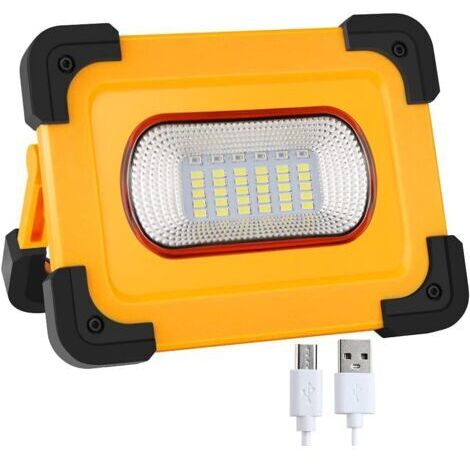 Proyector LED de 60 W con función de carga solar, proyector impermeable para construcción con batería de 7800 mAh, 4 modos de iluminación, lámpara de trabajo portátil y linterna para camping, garaje y