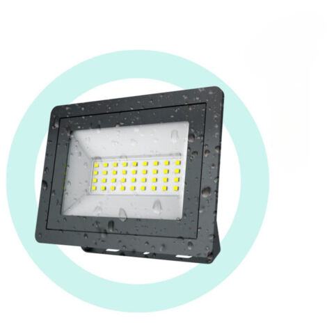 Proyector LED De Exterior - Slim - 30W - 3200lm - IP65 - Blanco Frío - Negro
