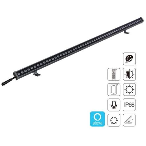 Proyector LED lineal 24W RGB+CCT, DC24V, RF, Alexa, SINC. 1m, RGB + Blanco dual, regulable