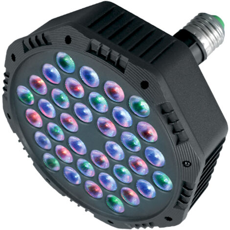 Proyector LED PAR E27 con 36 LED, control por voz y otros modos para ambientar fiestas y eventos.