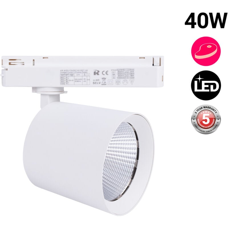 Barcelona Led - Proyector led Para Carril Monofásico 40W - Carnicerías - Blanco