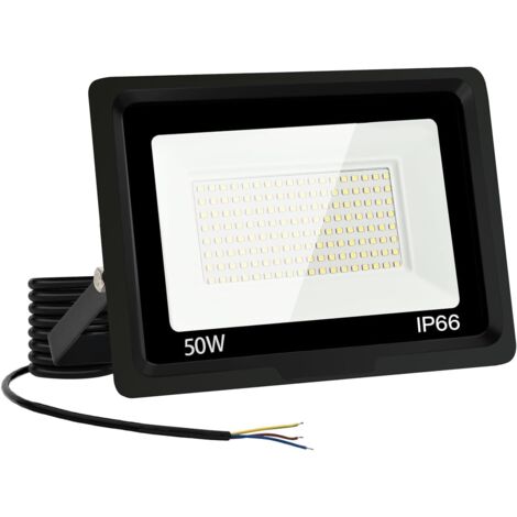 Proyector LED para exterior, 100-265 voltios, Proyector LED Carcasa de aluminio Proyector exterior impermeable Alto brillo Proyección lineal sin enchufe, 50 vatios
