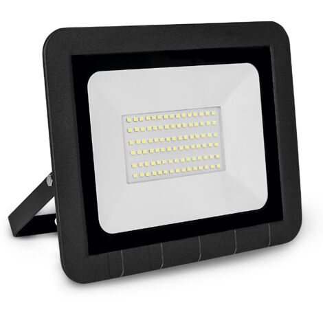 Proyector led plano negro matel ip65 50w cálida