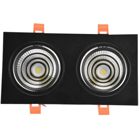 Proyector LED rectangular empotrable de doble foco con 2 cabezales, luz blanca de 6000 K y convertidor de 100-264 V.