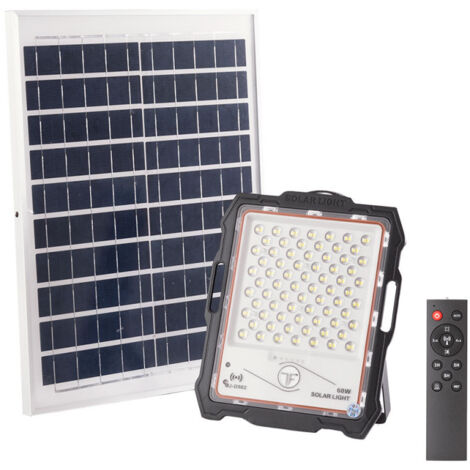 Proyector LED Solar 60W 6000Lm SensorControl Remoto Panel:5V 25W Batería: 3,3V 18.000Ma [LUM-MJ-DW902]