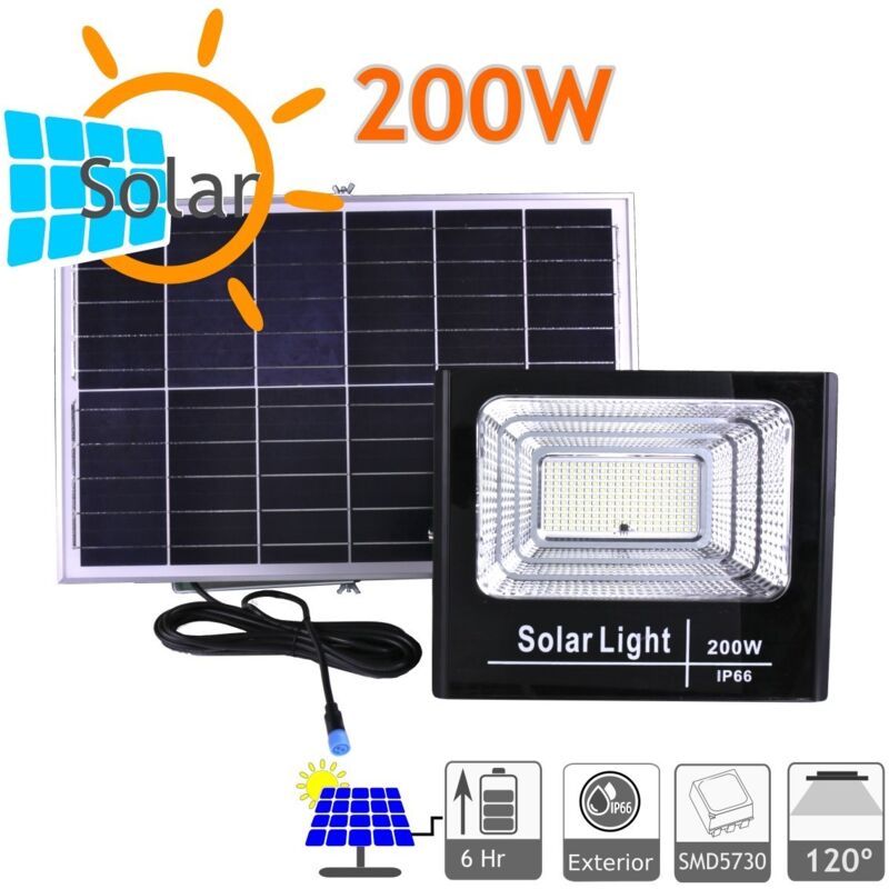 

Jandei Proyector led solar NATURE 1250 Lúmenes 200W panel separado batería litio