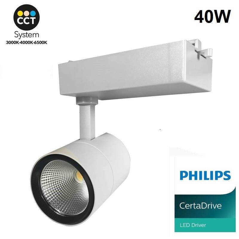 

Barcelona Led - Foco proyector LED CCT 40W PHILIPS Driver 3600lm para carril monofásico | Blanco