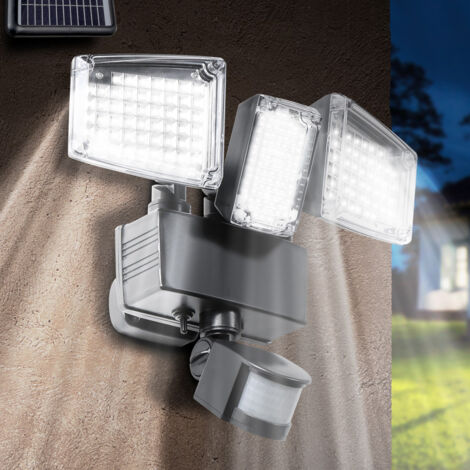 Proyector solar de 3 cabezales 178 LED detector de movimiento
