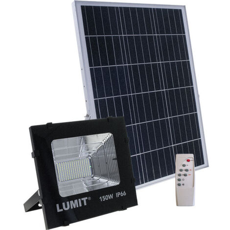 Proyector solar junot ip66 1x150w led 2400lm 6500k l.33,5xan.11xal.29cm negro (2cx)