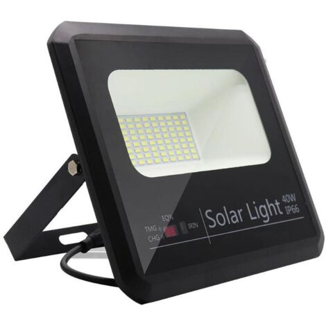 Proyector Solar Malaquita 40w 6500k Negro 3600lm (20,5x23x6)(35x23,5x2) cm mando y Cable 5m