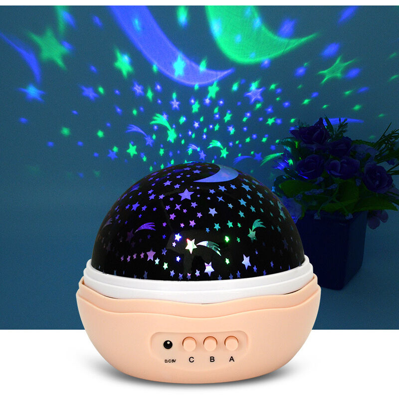 

Proyector Star, lámpara de noche para dormitorio infantil, luz de noche USB, rosa