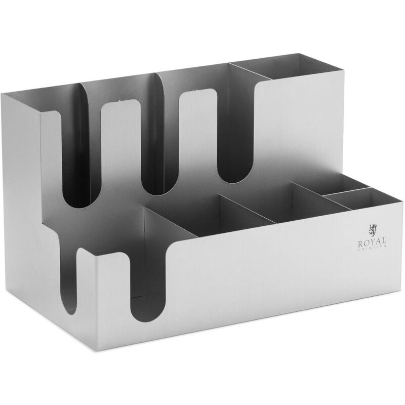 Présentoir pour gobelets et couvercles 9 compartiments en acier inoxydable