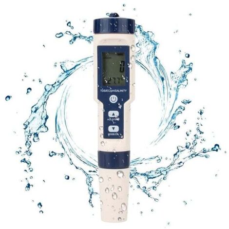 Prueba de agua KZQ 5 y 1: Analizador multifuncional de calidad del agua, TDS/CE/salinidad/PH/temperatura para agua potable, piscinas, acuarios, peceras y cultivos hidropónicos.