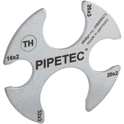 Prüflehre für Pressfittings mit TH-Profil 16, 20, 26 und 32 mm