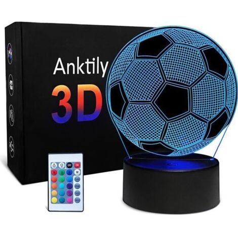 PRUMYA Veilleuse de football 3D LED Illusion Lampe Touch Light 7 Couleurs Changer de Cadeaux pour Enfants Chambre Décor