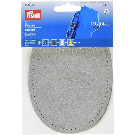 Prym 14 x 10 cm, 2 pezzi in similpelle Sew-On Patches, colore: grigio