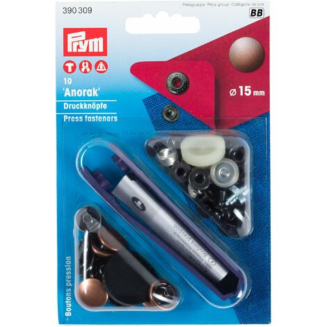 Prym 15 millimetri di rame antico Anorak non SEW Fissaggio, Confezione da 10