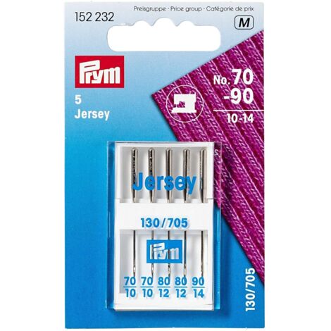 PRYM - 5 PEZZI - AGHI SPECIALI PER MACCHINA JERSEY CON TESTA PIATTA 70-90