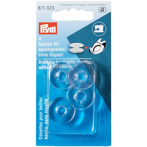 Prym Bobbins, Transparent, ø 20 mm Altezza 10,5 mm, 4 Pezzi