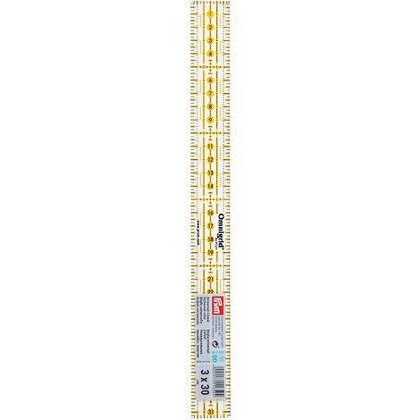 Prym Righello Universale 3 x 30 cm Omnigrid Ruler, Transparent, Black, Yellow