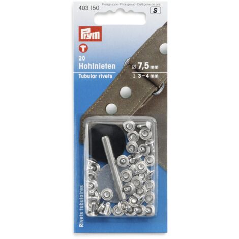 Prym Rivetti Tubolari, d'Argento, 3-4 mm, silberfarbig, 20 Stück
