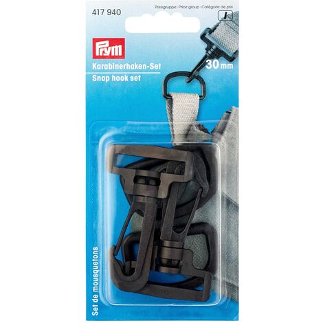Prym – Set di moschettoni, Plastica, Nero, 30 mm, 2 pezzi