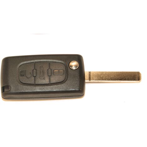 PSA307C - Coque de cle electronique et lame 7mm Citroen-Peugeot - 3 Boutons - Bouton coffre - Pile sur Circuit